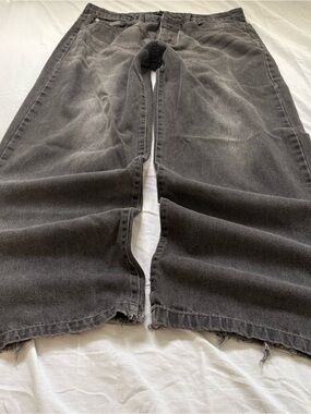 Boohoo Men’s Faded Black wide leg baggy jeans